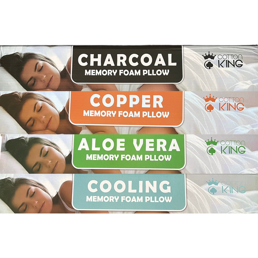 Cotton King Memory Foam Pillows – Charcoal, Cooling, Aloe Vera & Copper