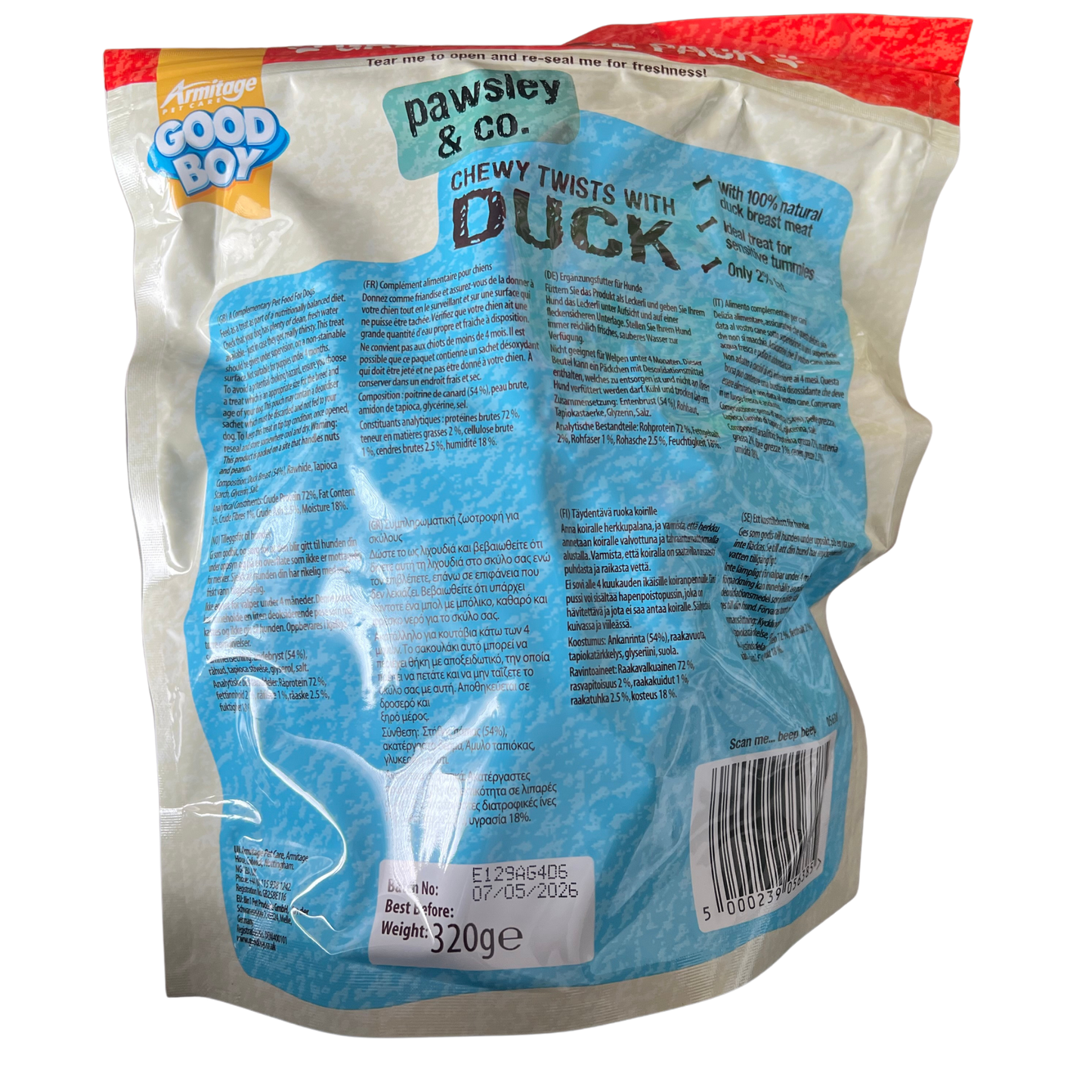 Good Boy Chewy Twists Dog Treats – Chicken or Duck (320g)