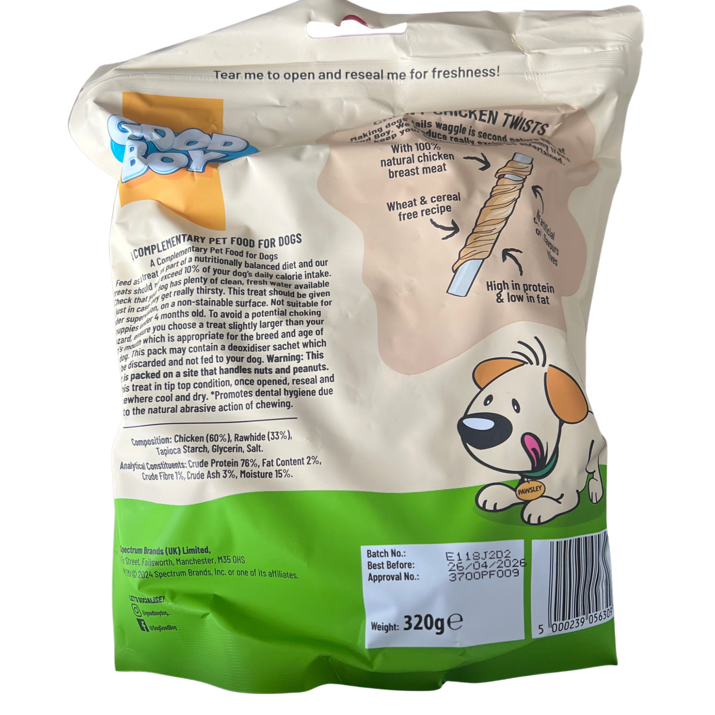 Good Boy Chewy Twists Dog Treats – Chicken or Duck (320g)