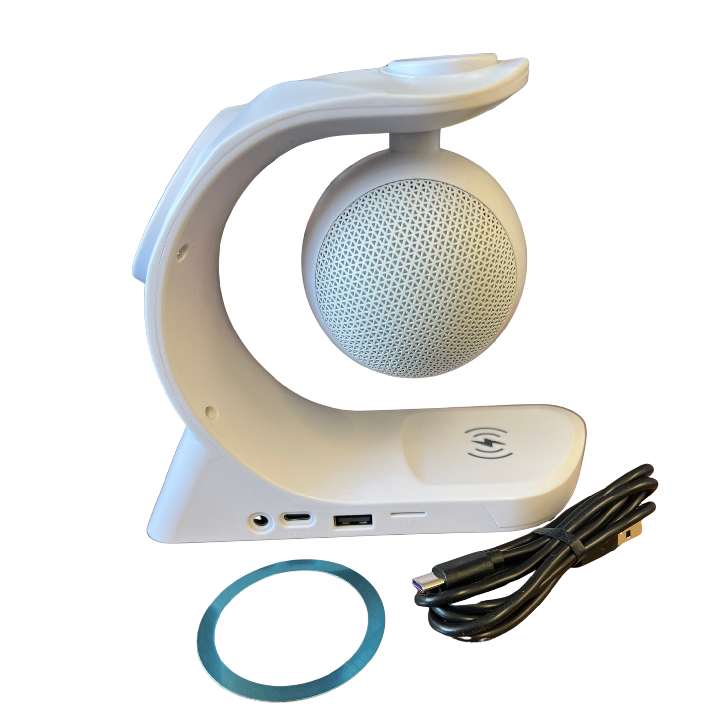 5-in-1 Wireless Charging Colour Speaker – White