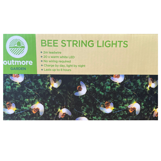 Bee Solar String Lights – 20 Warm White LEDs