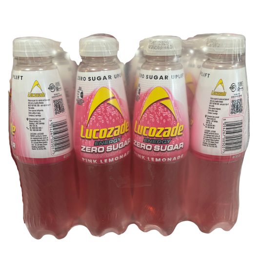 Lucozade Energy Zero Sugar Pink Lemonade – 12 x 500ml Bottles