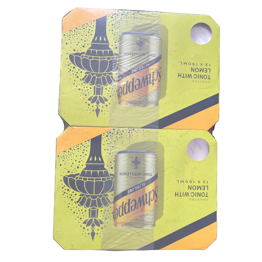 Schweppes Slimline Tonic Water – 2 × 12 x 150ml Cans – Lemon