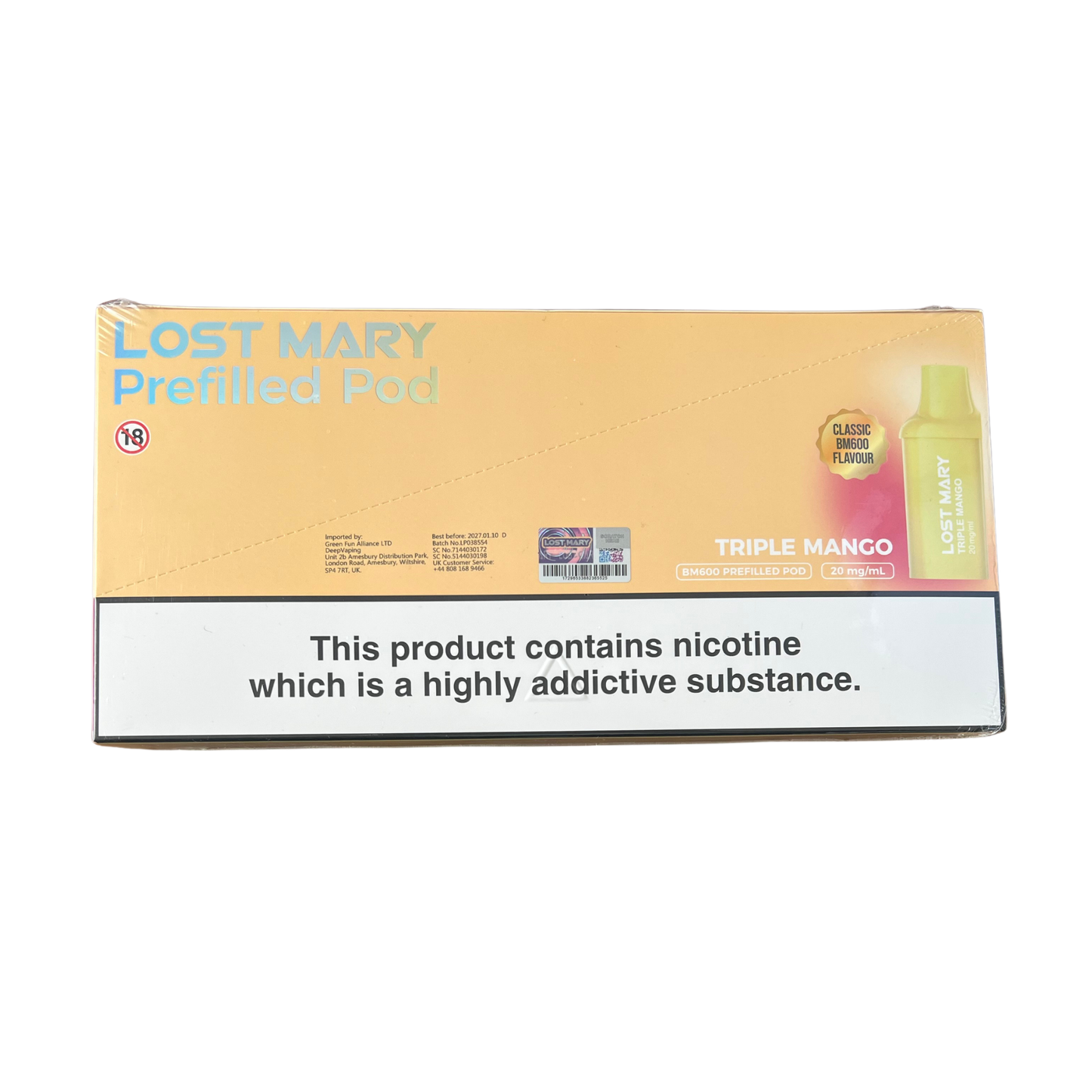 Lost Mary Prefilled Pods – 10 Pack Bulk Box (Double Apple & Triple Mango) 20mg