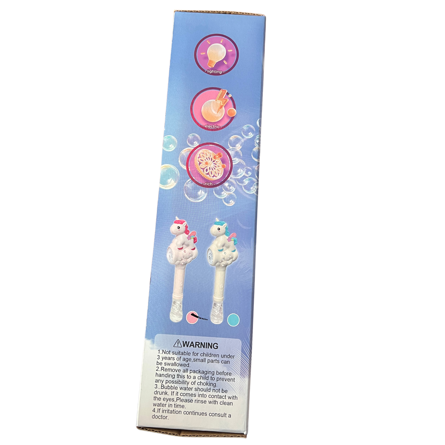 Rainbow Unicorn Bubble Machine Wand with Lights (Ages 3+) 