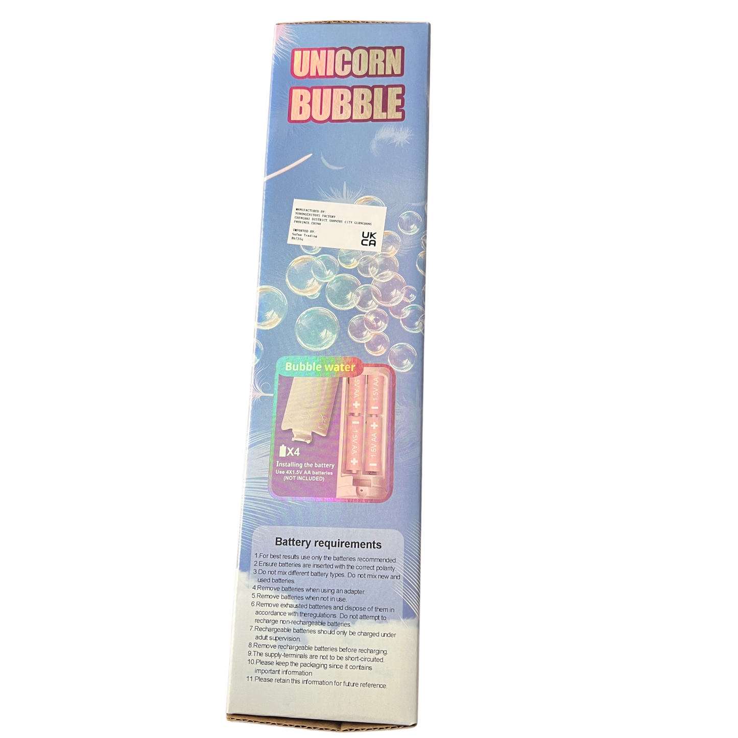 Rainbow Unicorn Bubble Machine Wand with Lights (Ages 3+) 