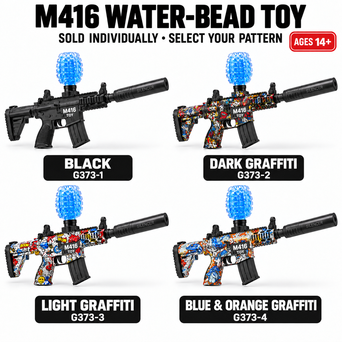 M416-Style Rechargeable Water-Bead Toy – Ages 14+ – Choice of Pattern