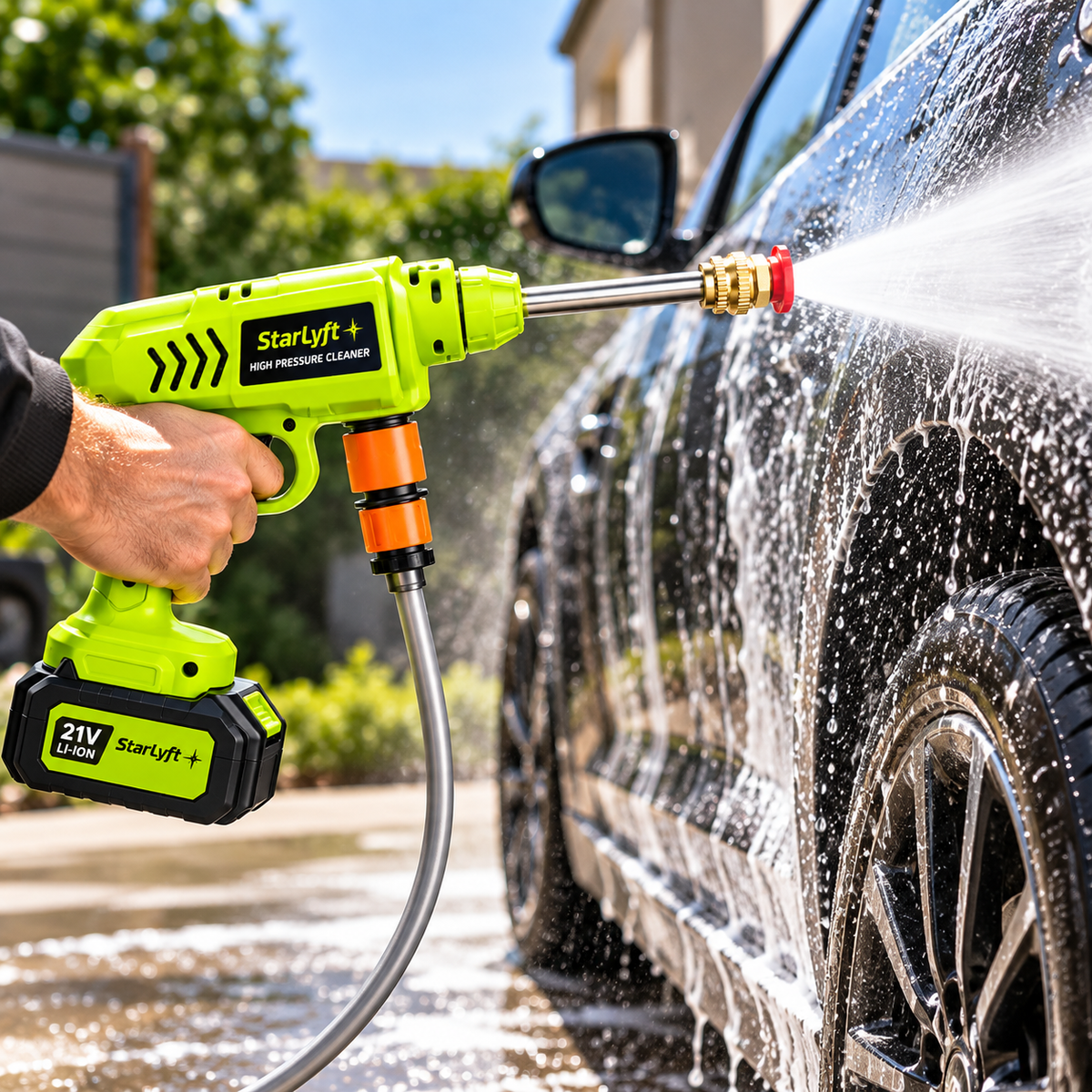 Cordless High Pressure Washer – 21V | 2 Batteries | Complete Kit