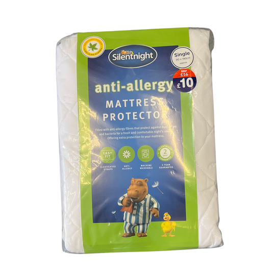 Silentnight anti-allergy mattress protector packaging on a white background