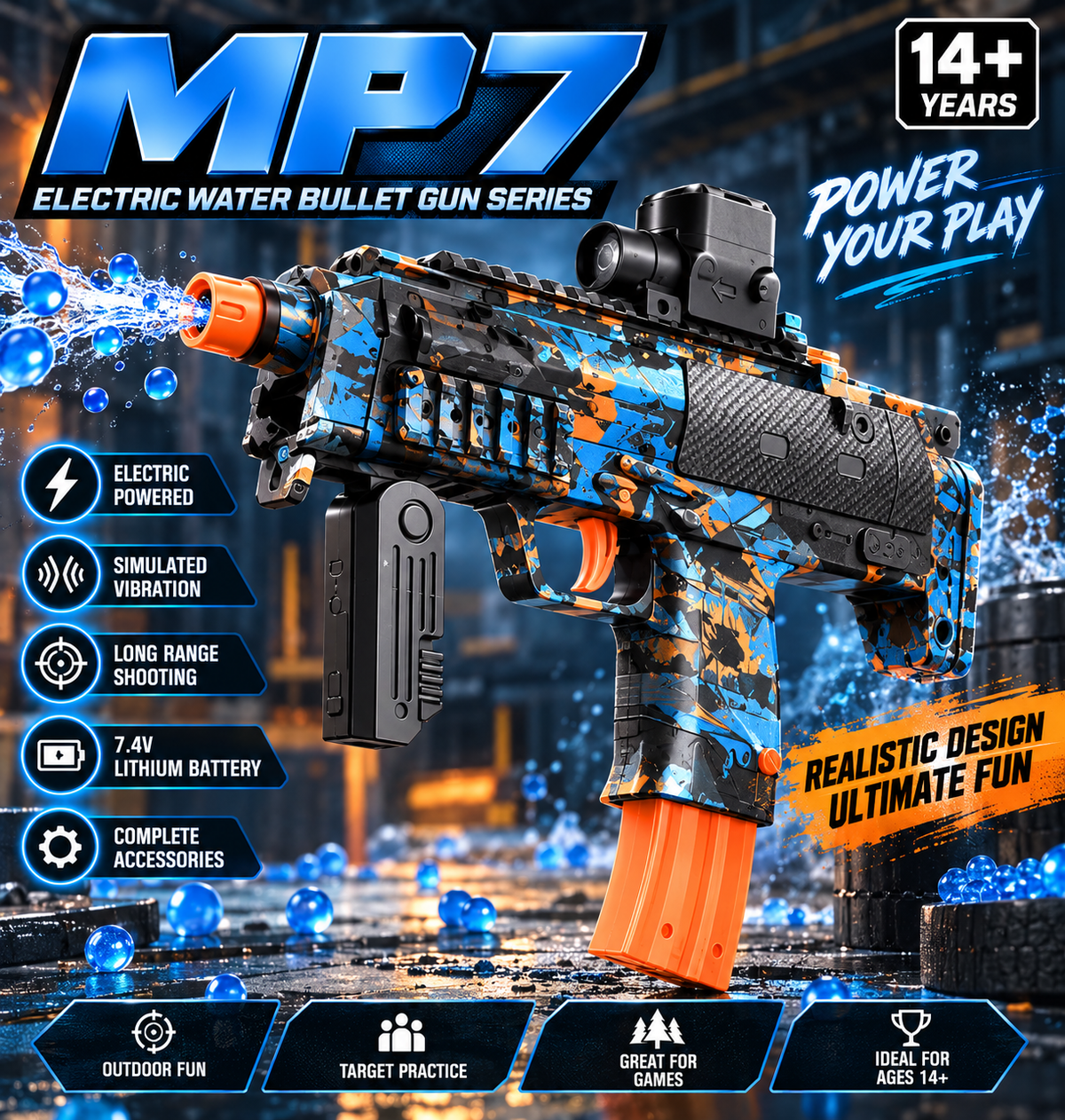 MP7 Electric Water Bullet Gun Series