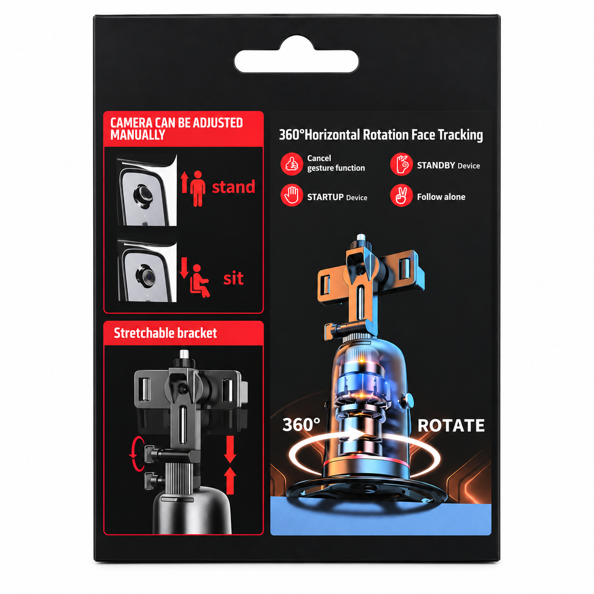 Q03 360° Automatic Face-Tracking Phone Holder with Gesture Control