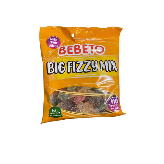 Packaging of BEBETO Big Fizzy Mix on a white background