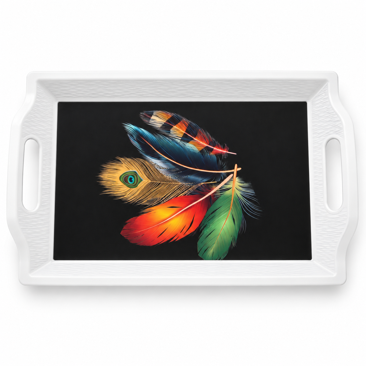 Decorative Plastic Serving Tray with Handles – Choice of Design