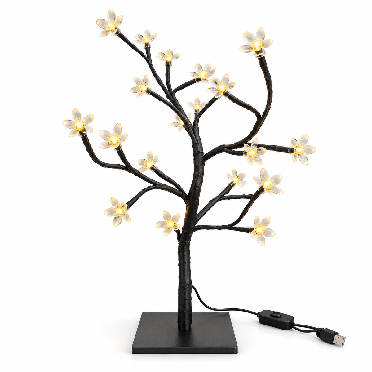 Warm White LED Blossom Bonsai Tree Light – USB-Powered Indoor Decoration
