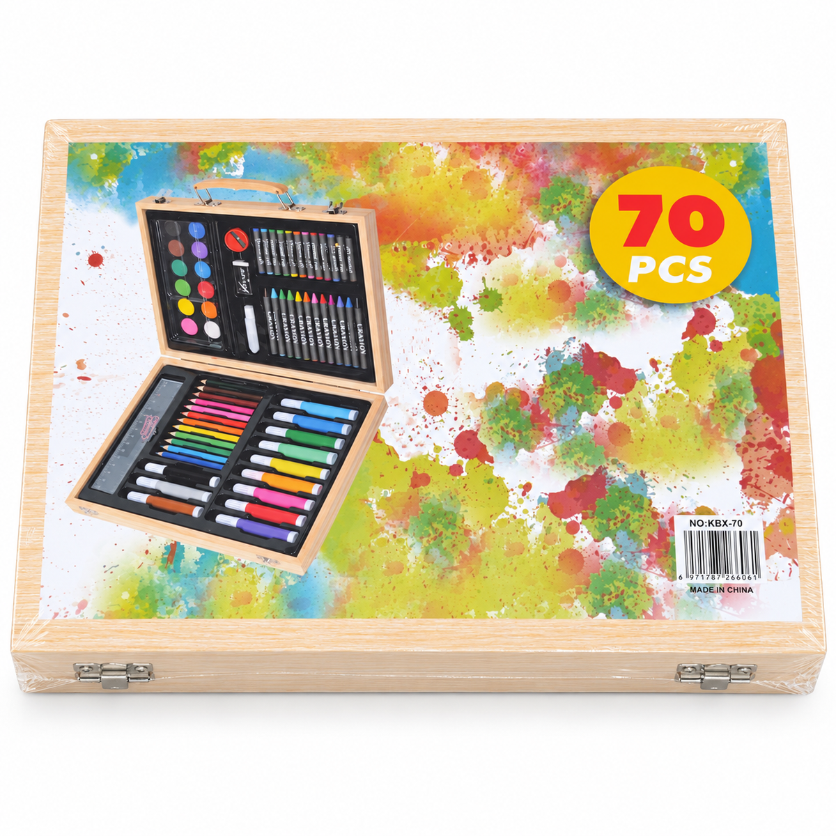 70-Piece Children’s Art Set in Wooden Carry Case