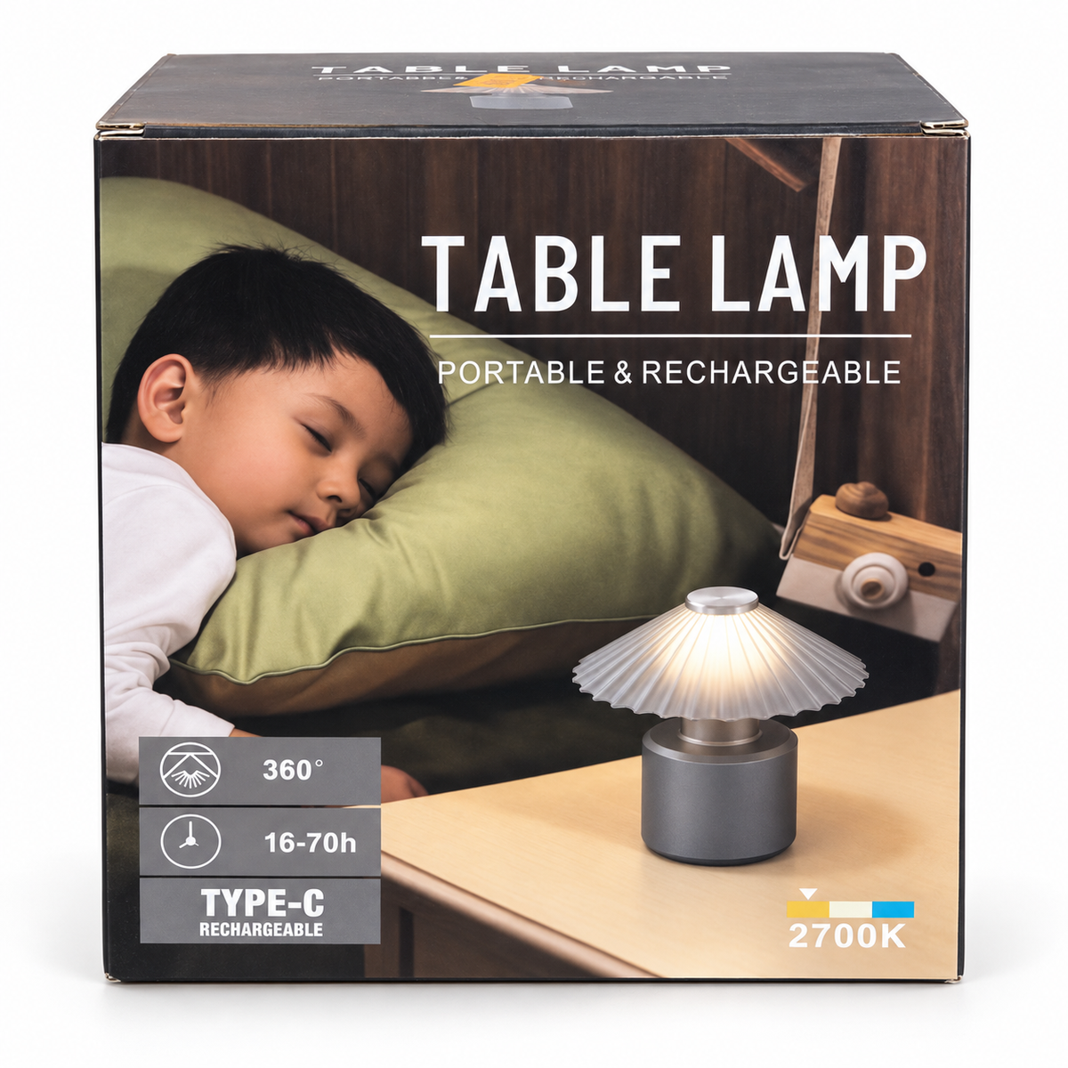 Portable Rechargeable 360° Table Lamp – Warm 2700K USB-C Light
