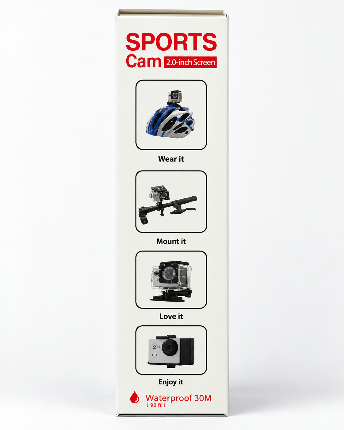 Full HD 1080p Sports Action Camera with 30M Waterproof Housing