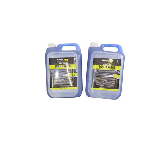 Two bottles of screen wash on a white background