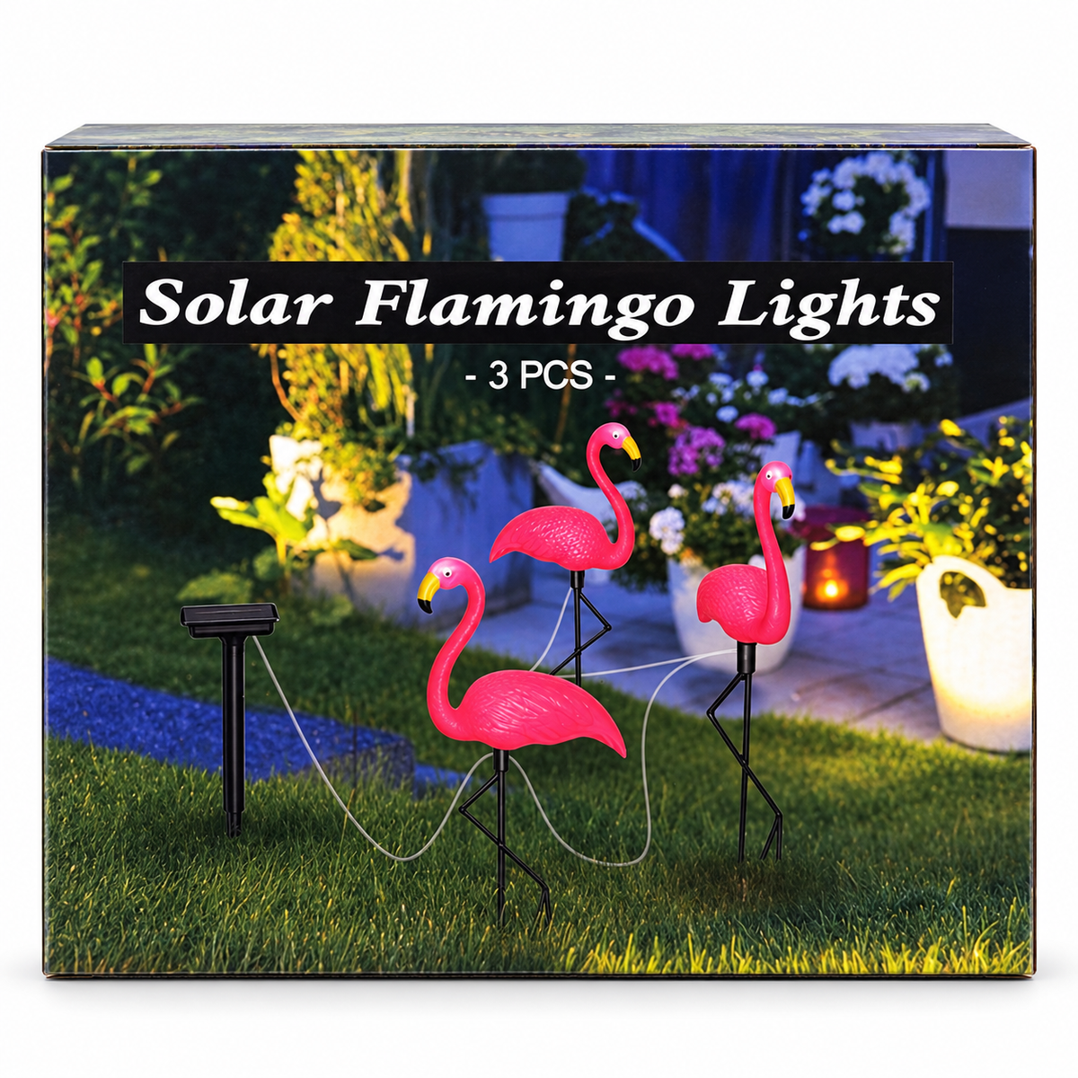 3-Piece Solar Flamingo Garden Lights