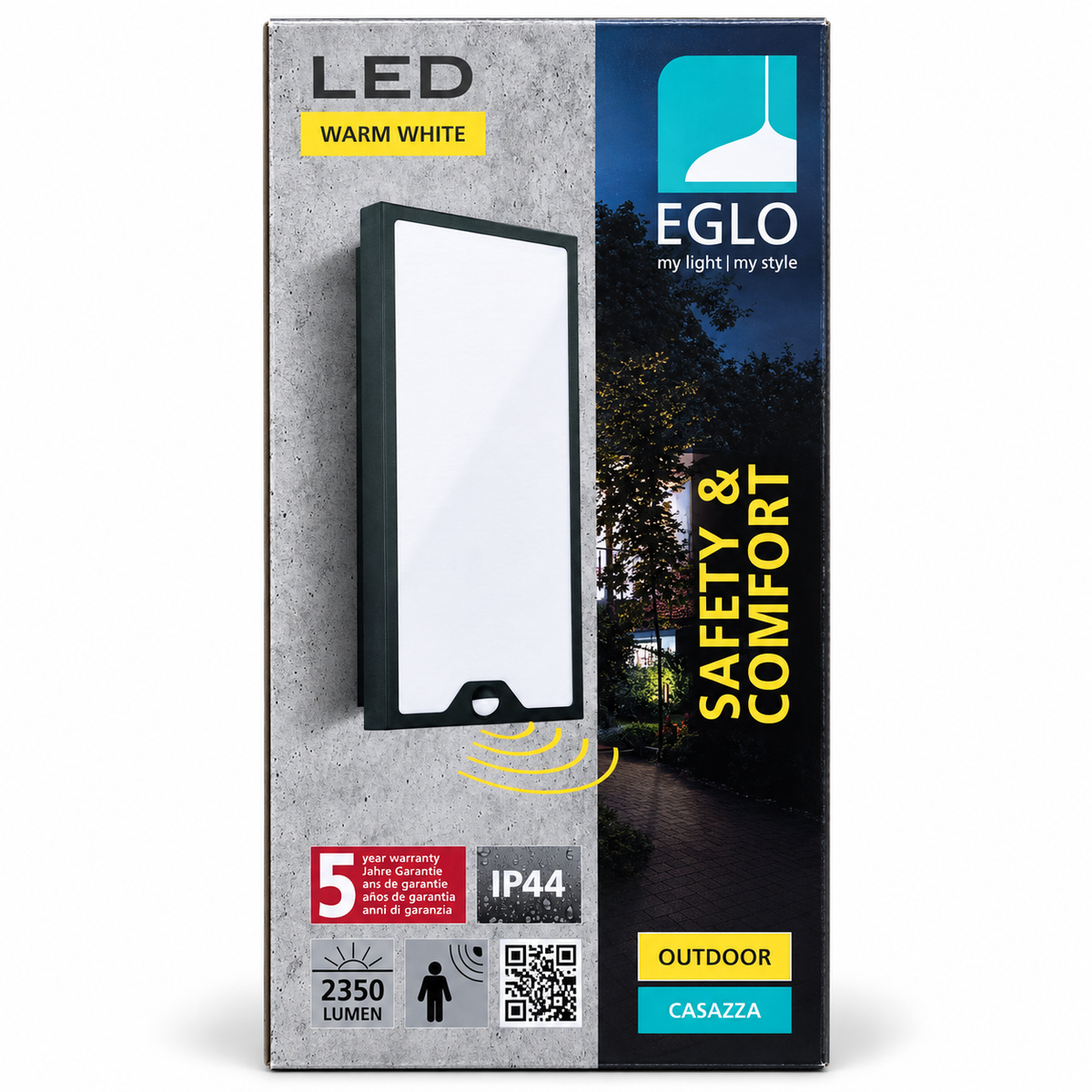 EGLO Casazza Outdoor LED Wall Light with PIR Motion Sensor – Warm White