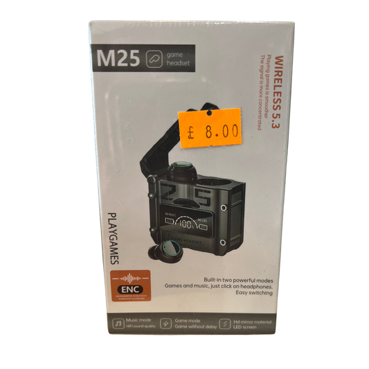 M25 game headset packaging with a price tag on a white background