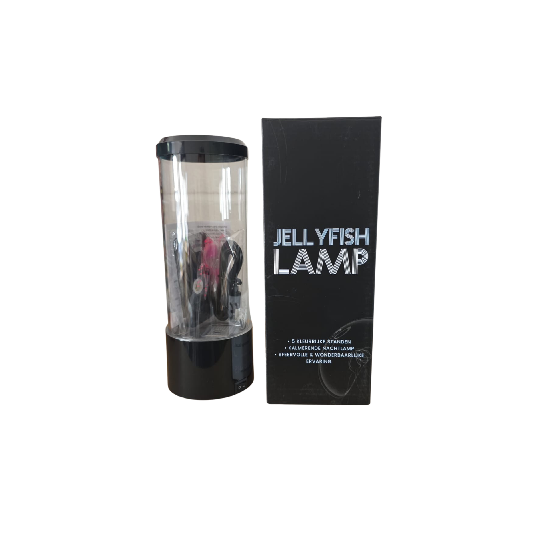 Jellyfish lamp with packaging on a white background
