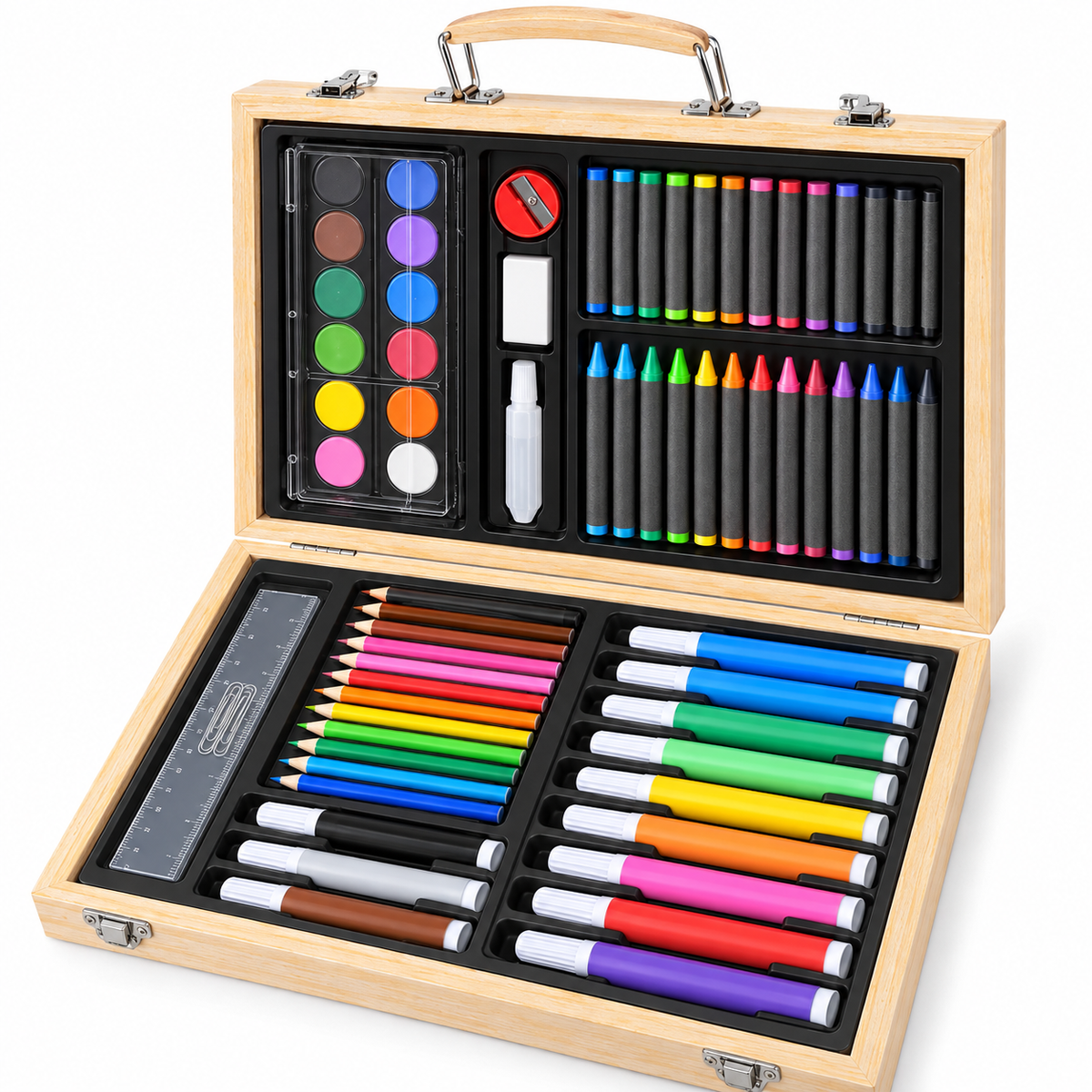 70-Piece Children’s Art Set in Wooden Carry Case