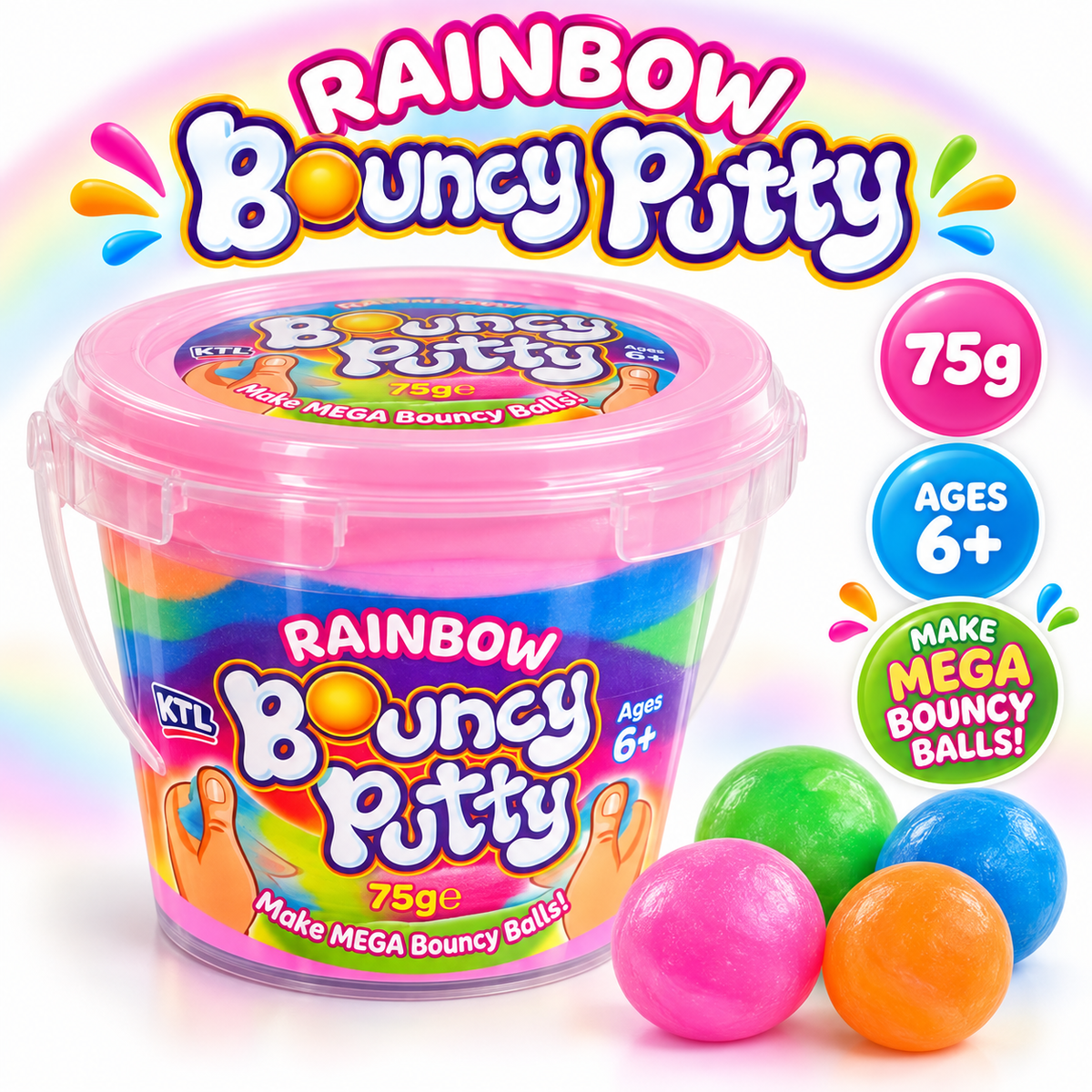 Rainbow Bouncy Putty – 75g Mega Bouncy Ball Making Set