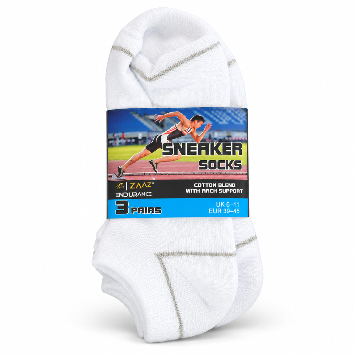 ZAAZ Men’s White Sneaker Socks – 3 Pair Pack