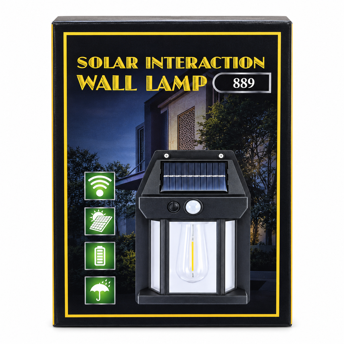 Solar Wall-Mounted Lantern with Motion Sensor (Model 8890)