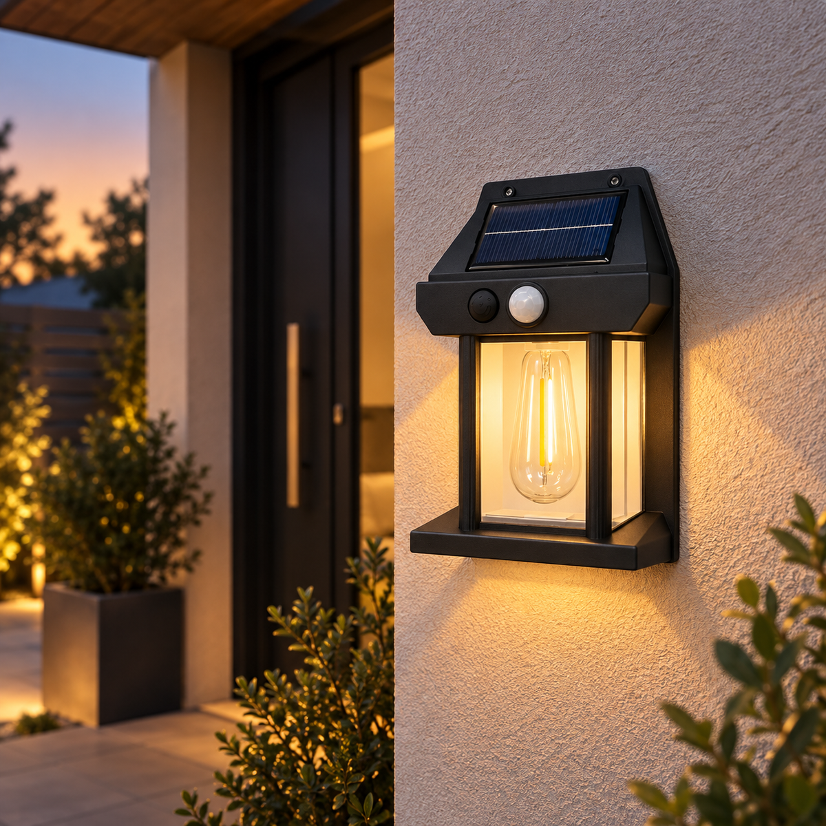 Solar Wall-Mounted Lantern with Motion Sensor (Model 8890)