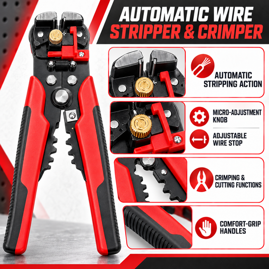 Automatic Wire Stripper, Cutter & Crimper – 10–24 AWG