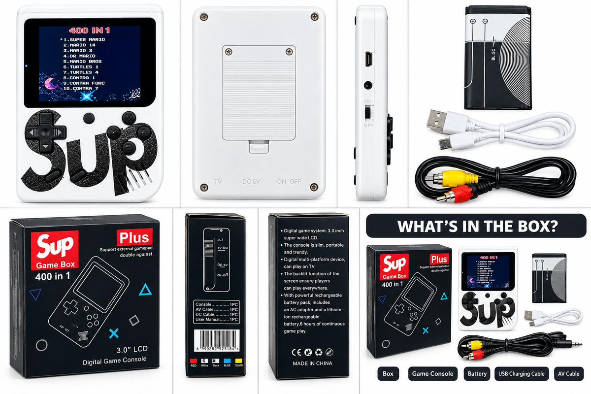 SUP 400-in-1 Retro Handheld Games Console – 3.0" Screen