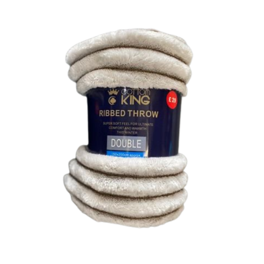 Cotton King ribbed throw blanket with packaging on a white background
