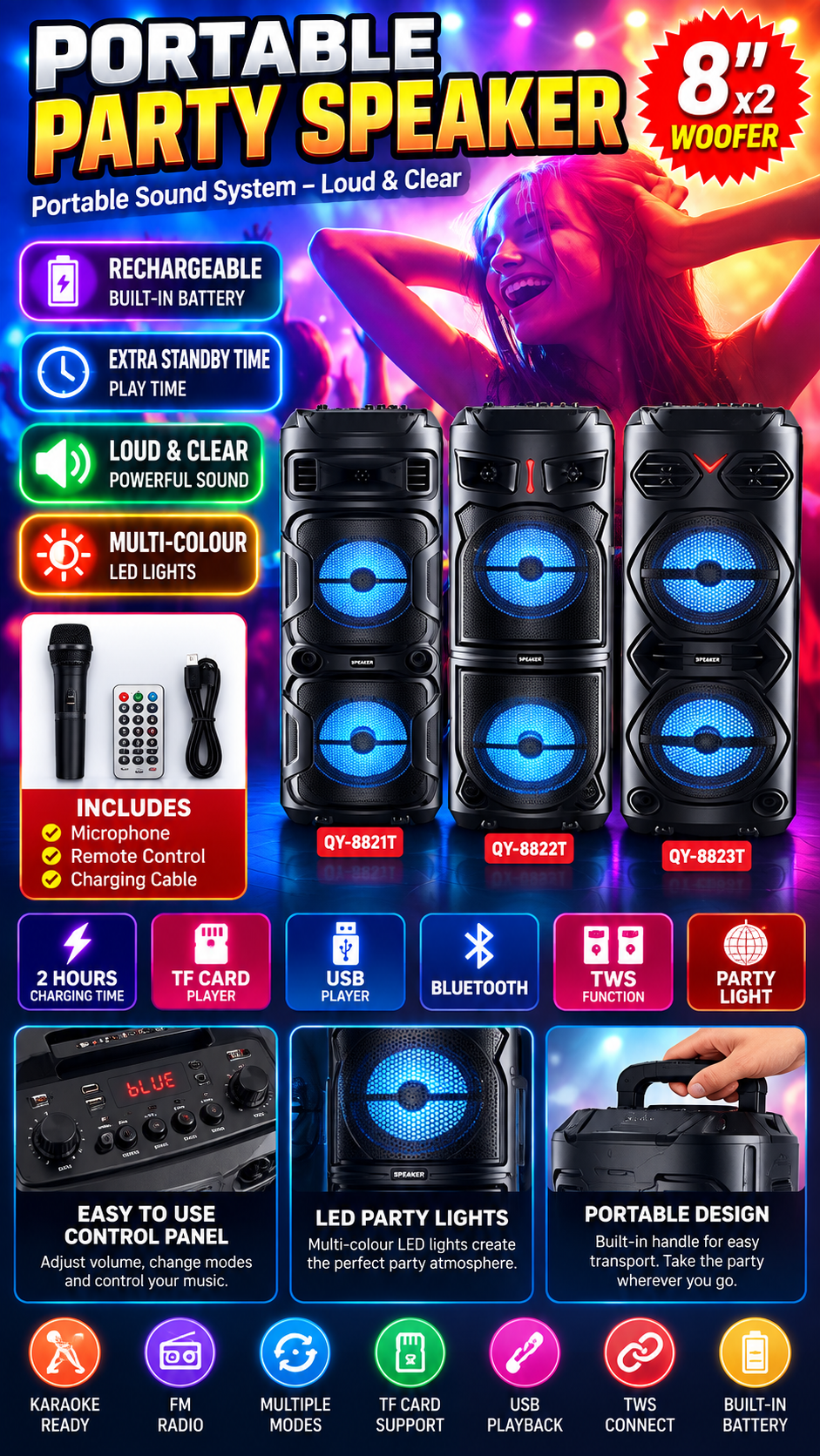 Portable Party speaker! 2x8"