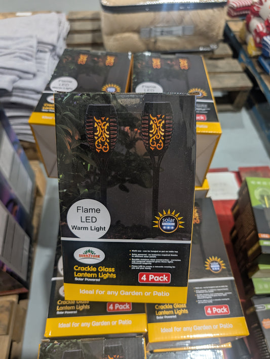 Solar Crackle Glass 4 pack lantern lights