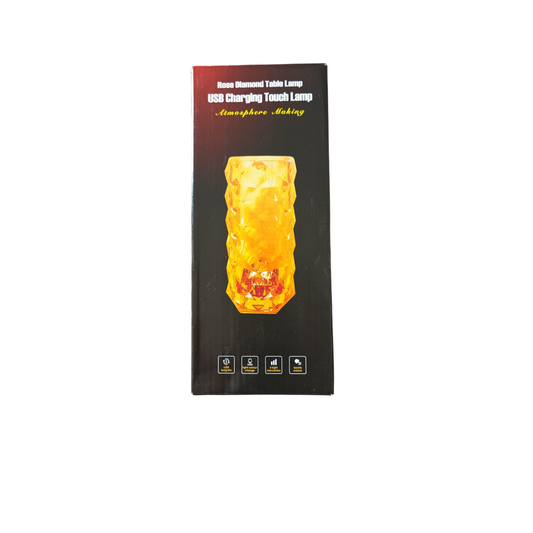 Packaging of a USB charging touch lamp with a honeycomb design on a white background