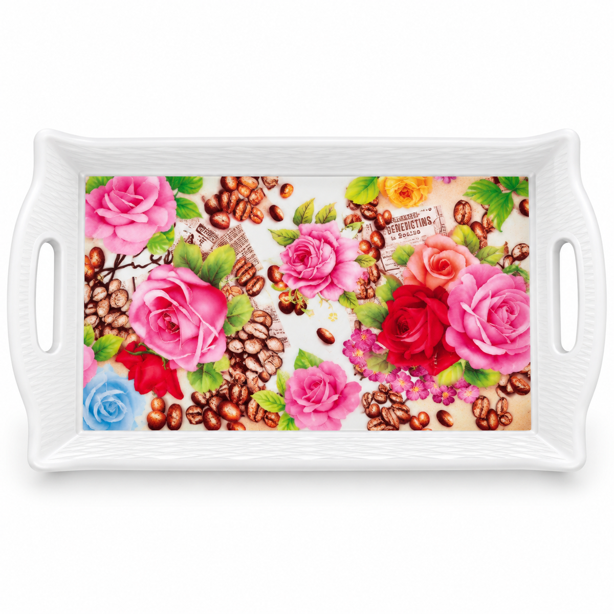 Decorative Plastic Serving Tray with Handles – Choice of Design