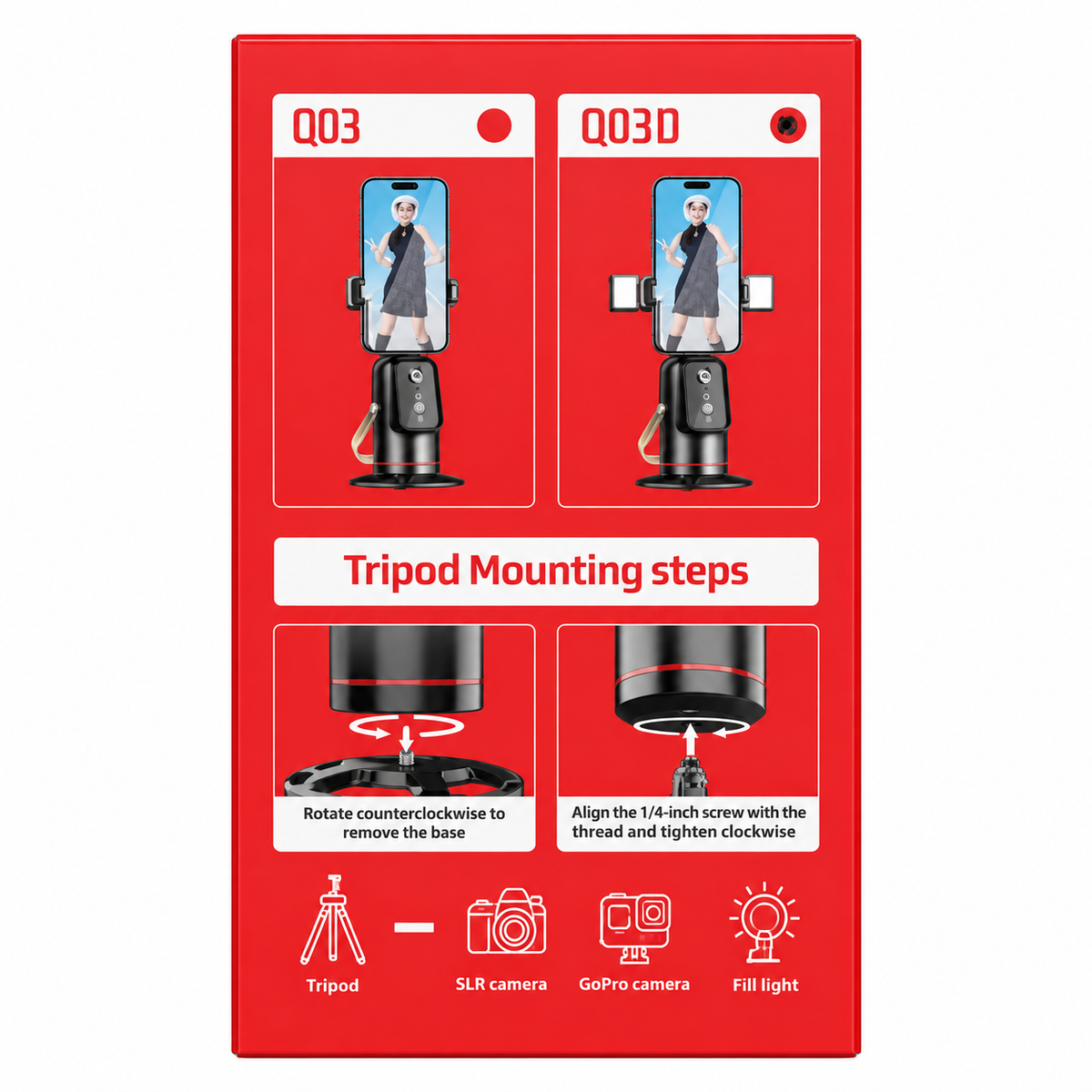 Q03 360° Automatic Face-Tracking Phone Holder with Gesture Control
