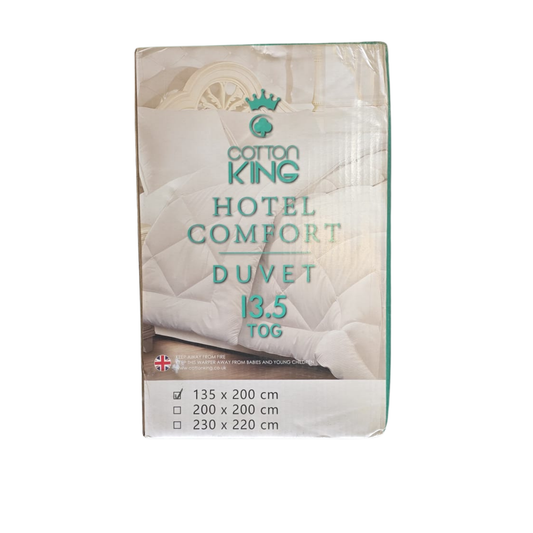 Cotton King Hotel Comfort Duvet packaging on a white background