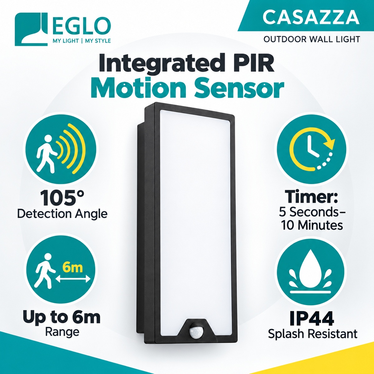 EGLO Casazza Outdoor LED Wall Light with PIR Motion Sensor – Warm White