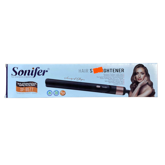 Sonifer hair straightener packaging on a white background