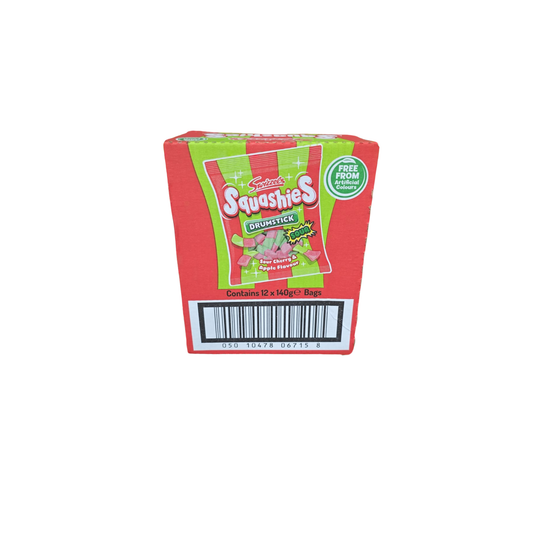 Box of Squashies Drumstick candy on a white background