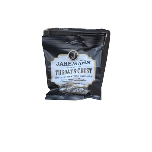 Pack of Jakemans Throat & Chest lozenges on a white background