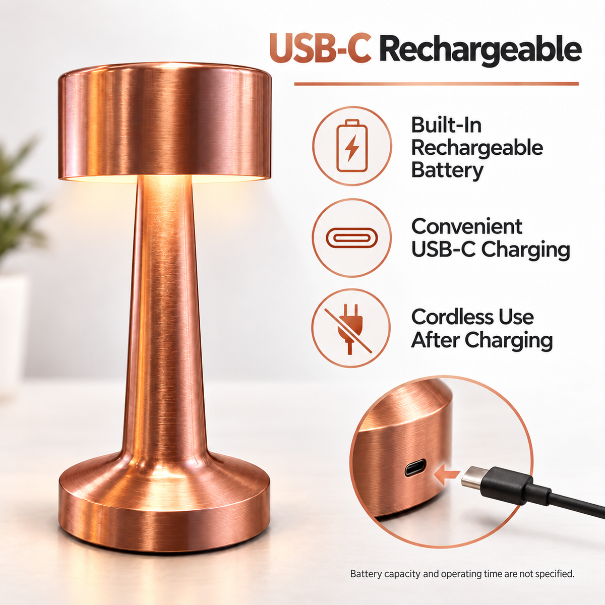 USB-C Rechargeable LED Desk Lamp – Assorted Colours