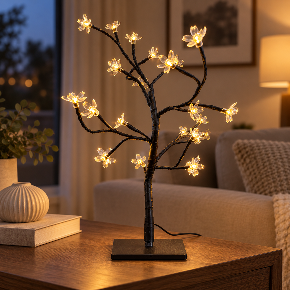 Warm White LED Blossom Bonsai Tree Light – USB-Powered Indoor Decoration
